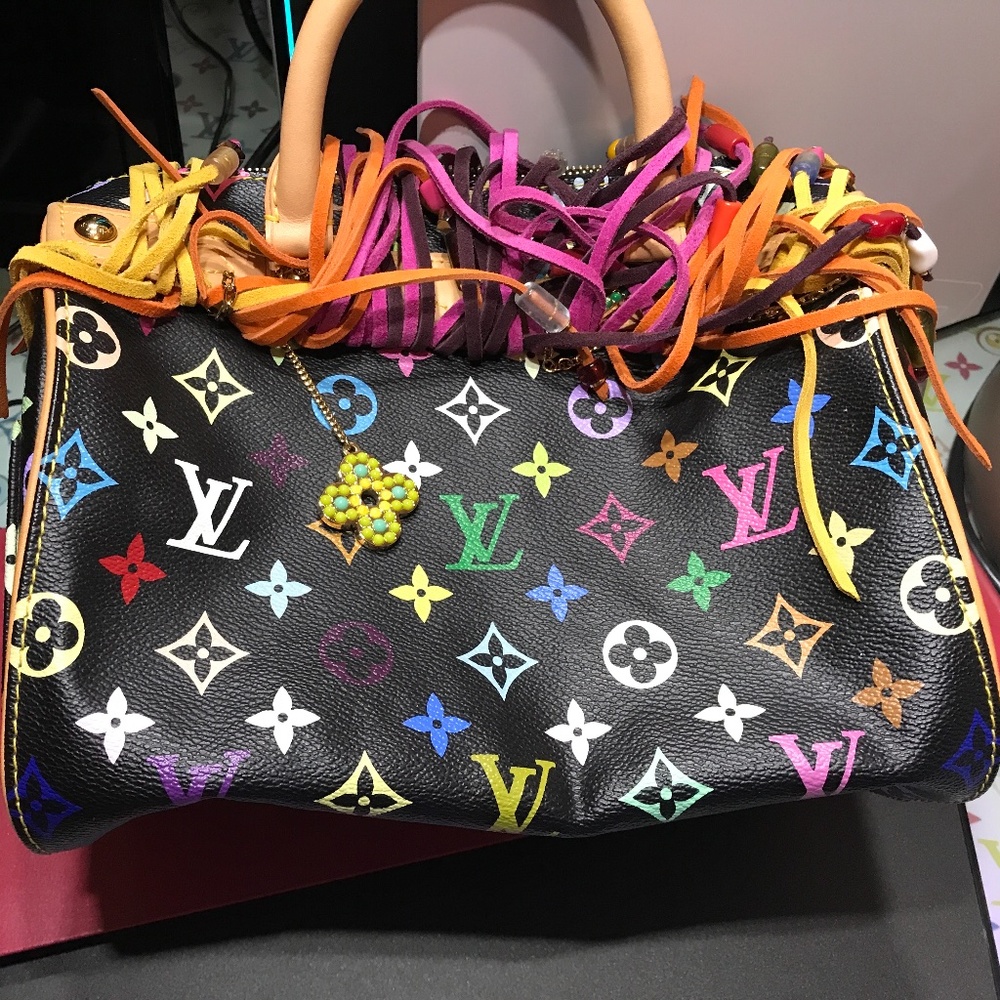 Murakami x Vuitton vintage fringe black multicolor speedy bag. EUC - Picture 10 of 15